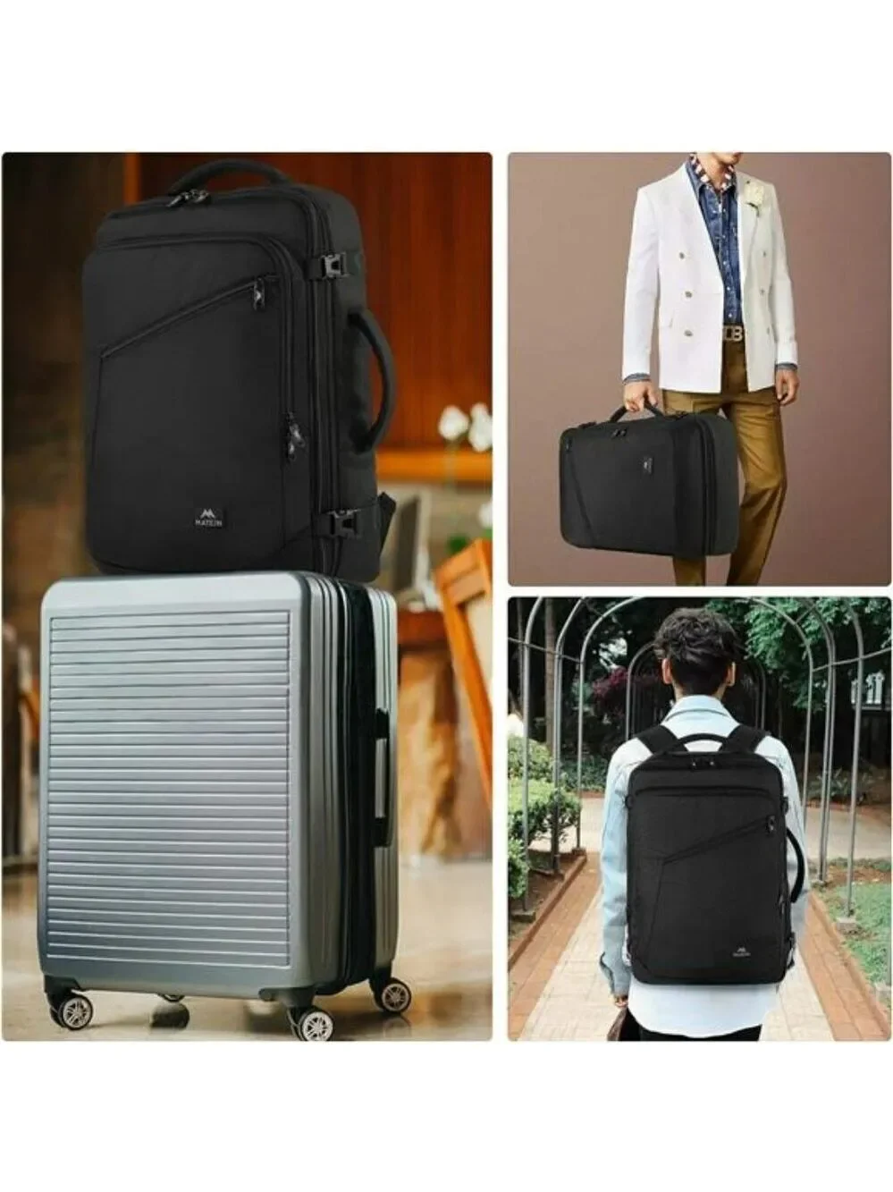 Matein Travel Backpack 40L Expandable Carry On Bag Lightweight Water Resistant